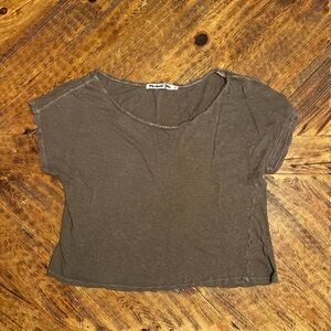 Michael Stars Gray Cap Sleeve Crop T-Shirt
